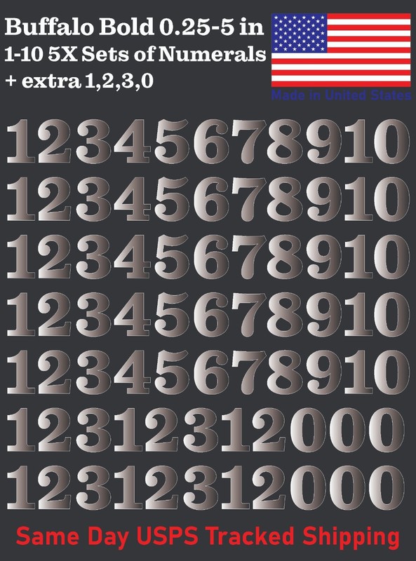5X 0-10 80+ Buffalo Bold Decal Sticker Numbers - for Mailbox, Address, Lockers gallery