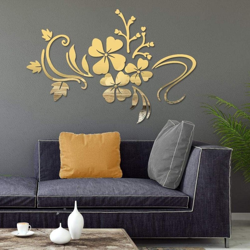 Mirror Wall Stickers Adhesive DIY Removable Mirror Plastic Flower Vine Art Wa... gallery