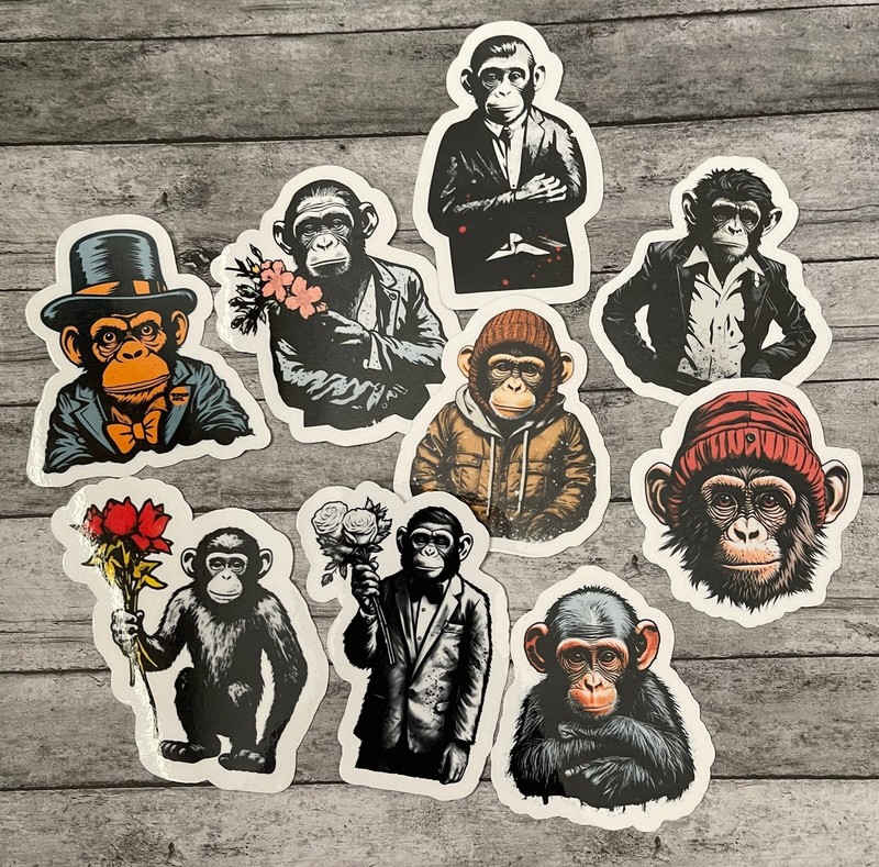 Cool Monkeys Die Cut Sticker Set Laptop Stickers Water Bottle Sticker