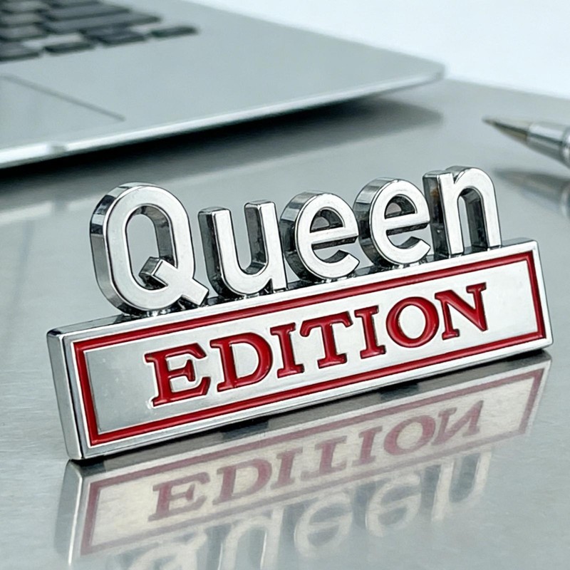 Queen Edition 3D Emblem Sticker 2 Pieces Metal 3D Waterproof Bumper Decals gallery