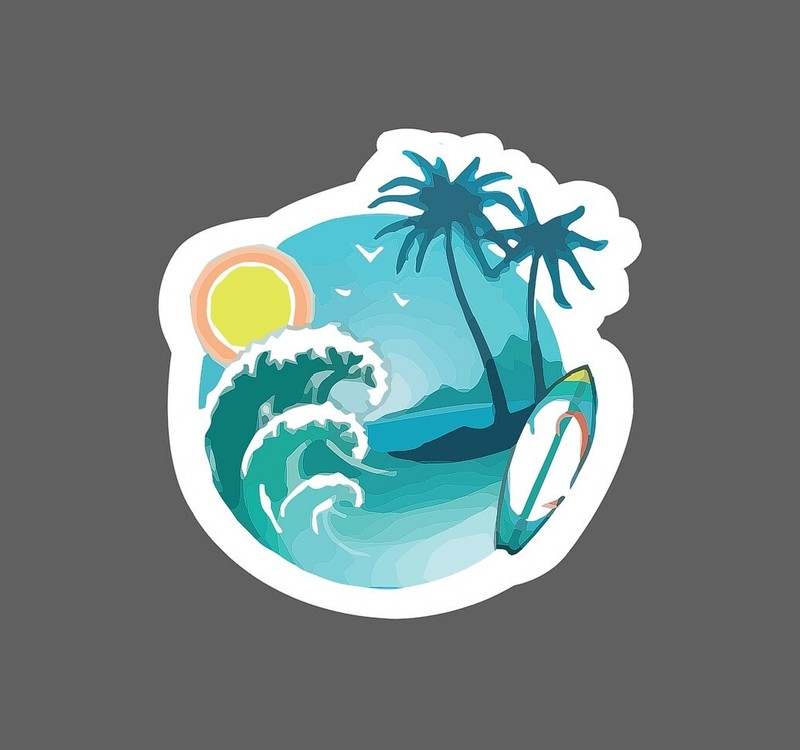 Beach Wave Sticker Tropical Waterproof – Buy Any 4 For $1.75 Each Storewide!