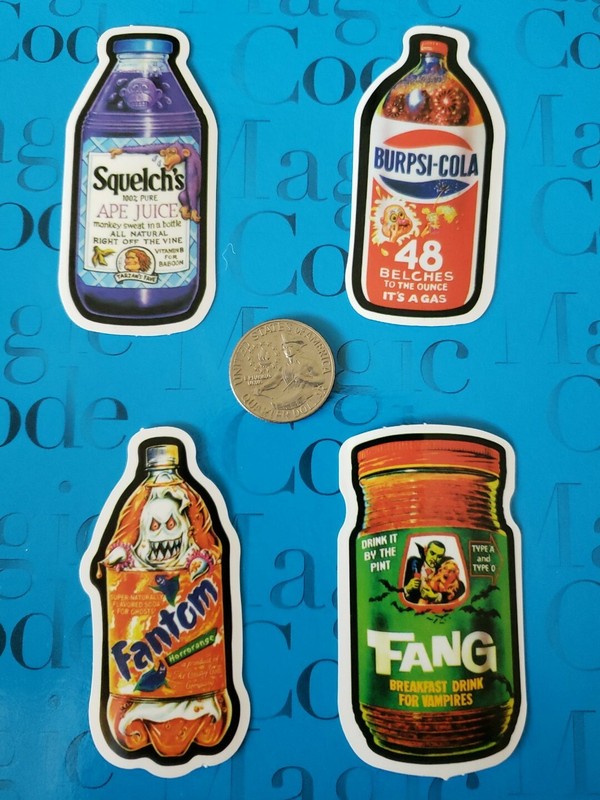 4 Wacky Packages Vinyl Decal Parody Gross Phone Laptop Flask Bottle Sticker Bomb