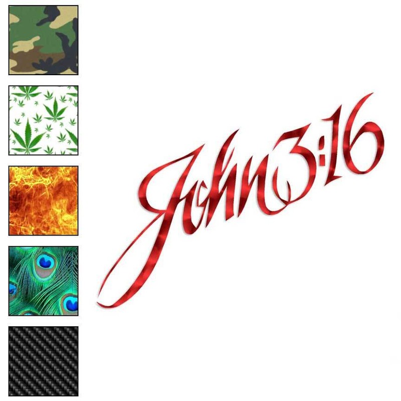 John 3:16 Cursive, Vinyl Decal Sticker, 40 Patterns & 3 Sizes, #910