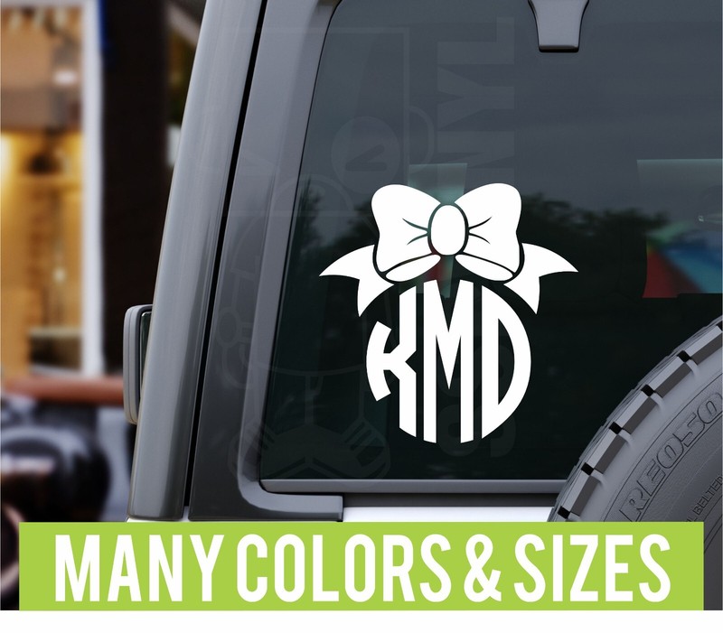 Personalized Monogram Hair Bow Circle Decal Sticker