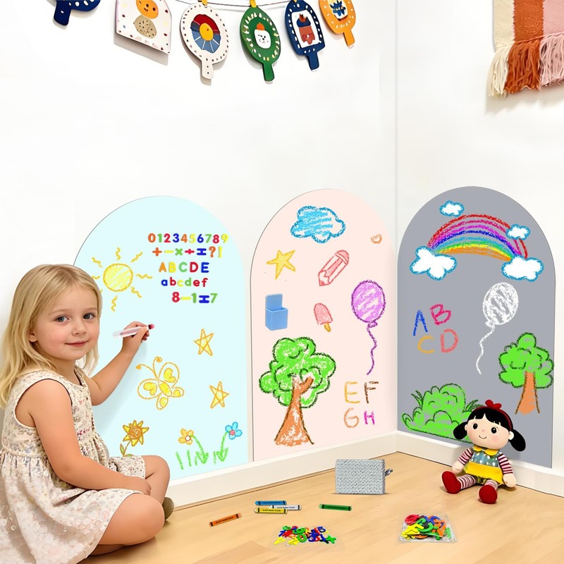 Set of 3 Arch Magnetic Wall Decal Magnet Chalk Board for Peel and Stick Adhes...