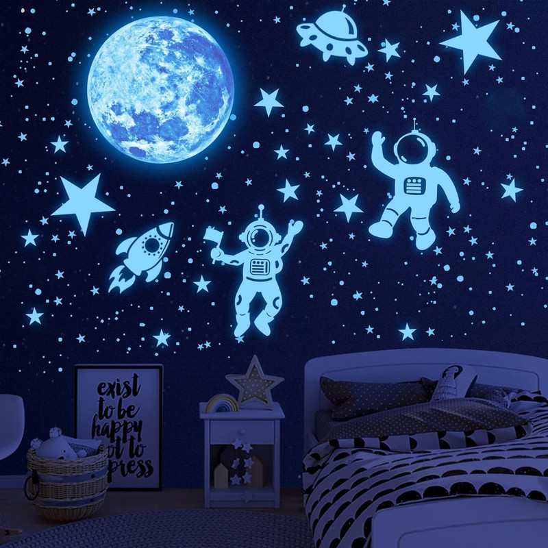 Glow in the Dark Stars for Ceiling 1106Pcs Glow in the Dark Moon and Planet Wall