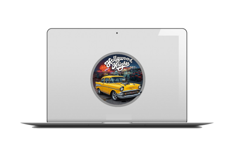Car Classic "57 Chevy" Hollywood Knights 4" Vinyl Decal Handmade Vehicle Cooler gallery