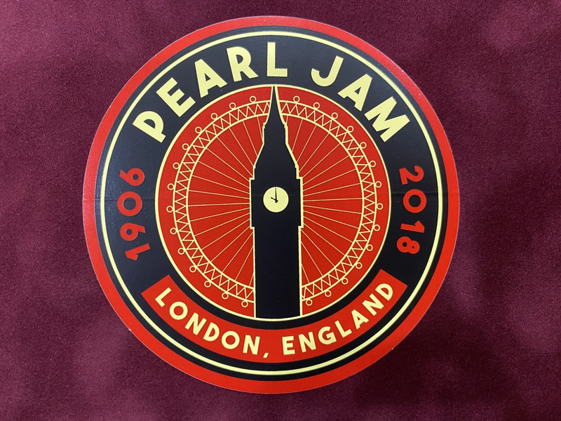 Pearl Jam 2018 London England Concert Tour Sticker (1906)