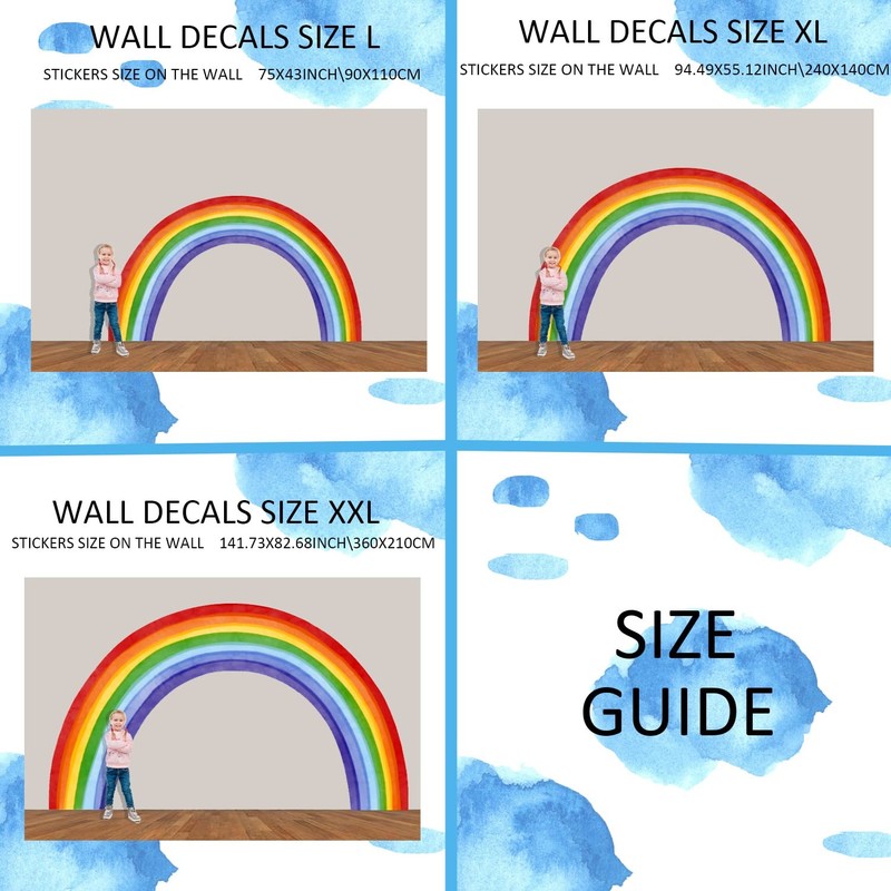 Fabric Large Rainbow Wall Decals Peel and Stick, Precut Original Hand Drawn C... gallery