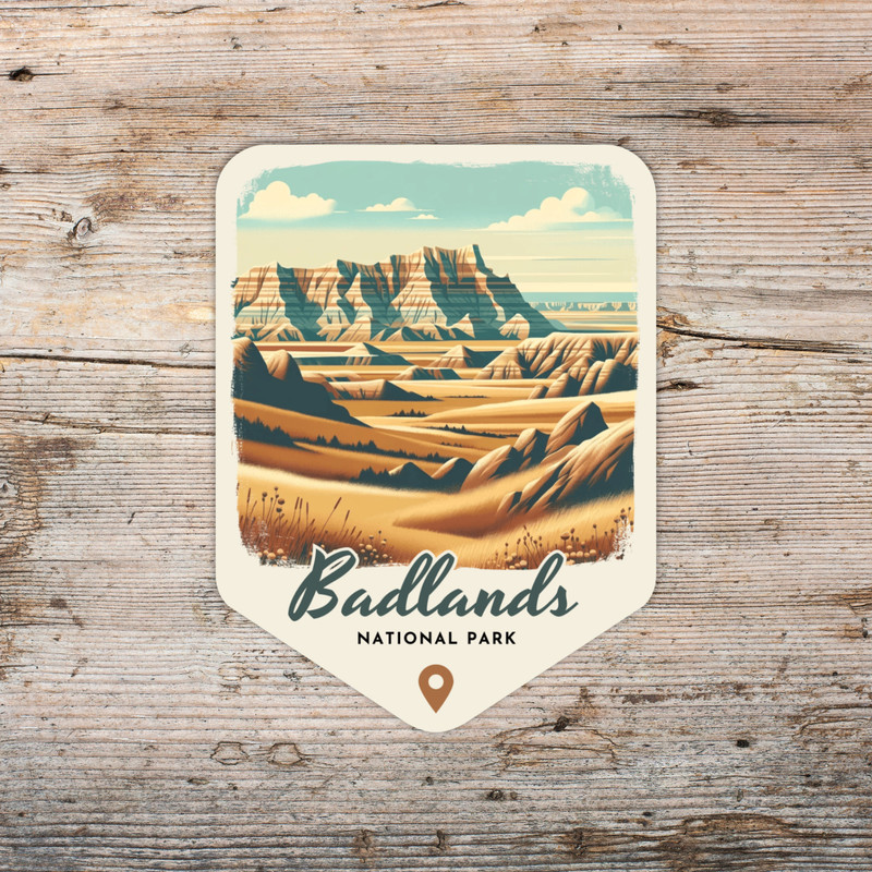 Badlands National Park Sticker Retro Travel Vinyl Decal Laptop Water Bottle