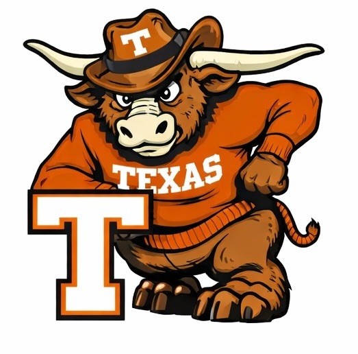 Texas Longhorns Mascot Vinyl Decal Sticker Orange 12x8in Metal sign Mascot NCAA