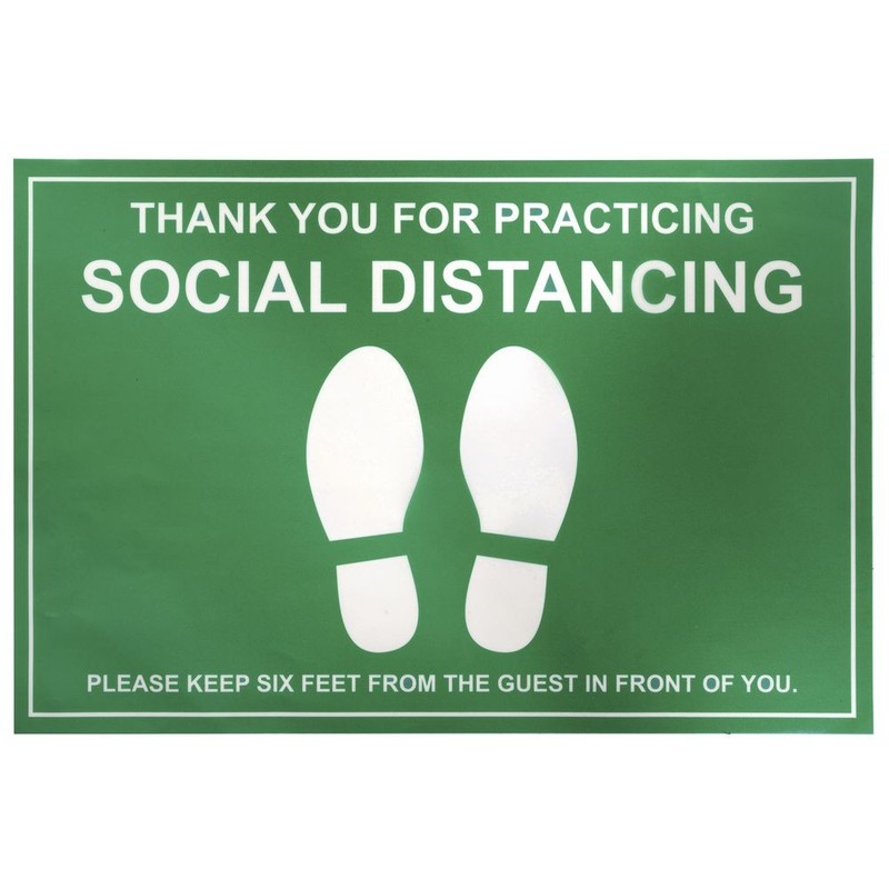 HUBERT Social Distancing Marking Floor Decal 12 x 18 Gr