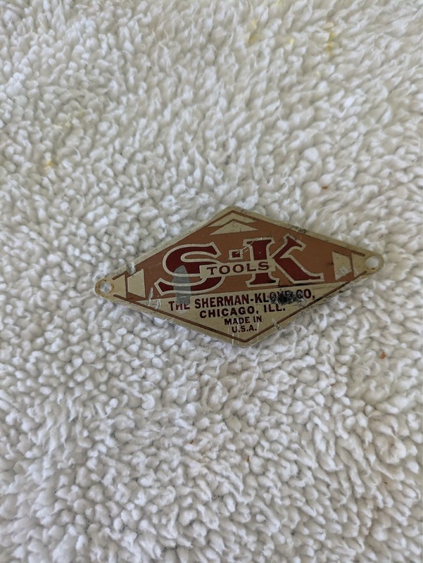 Vintage S K Tools Aluminum Replacement Badge Logo Made in USA