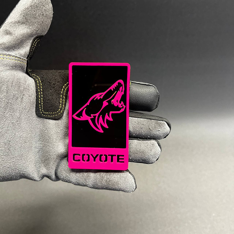 PINK - BLACK Coyote Car Badge Emblem Grill - Trunk Aggressive Racing Tailgate gallery