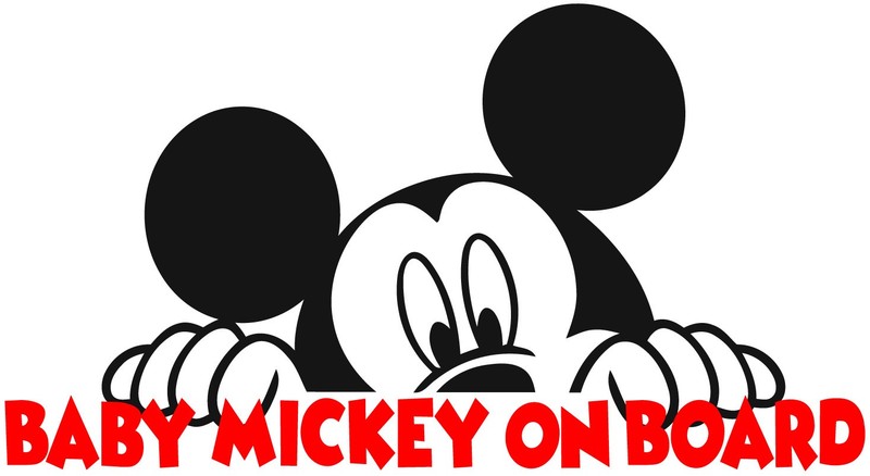 Baby on Board Vinyl Decal - Adorable Baby Mickey Sticker - 6104 gallery
