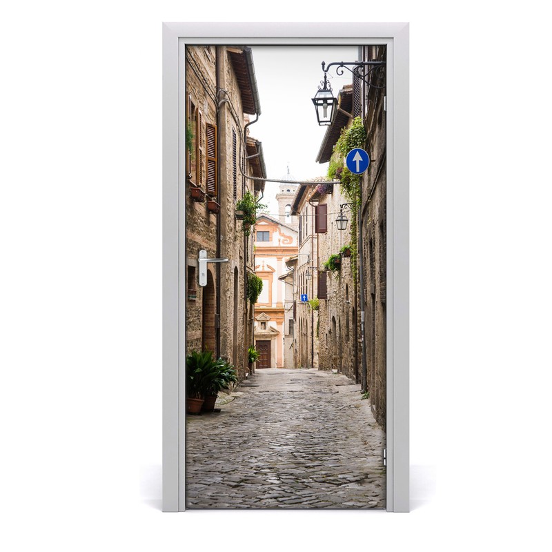 Self adhesive Door wrap removable Peel & Stick Architecture Italian streets gallery