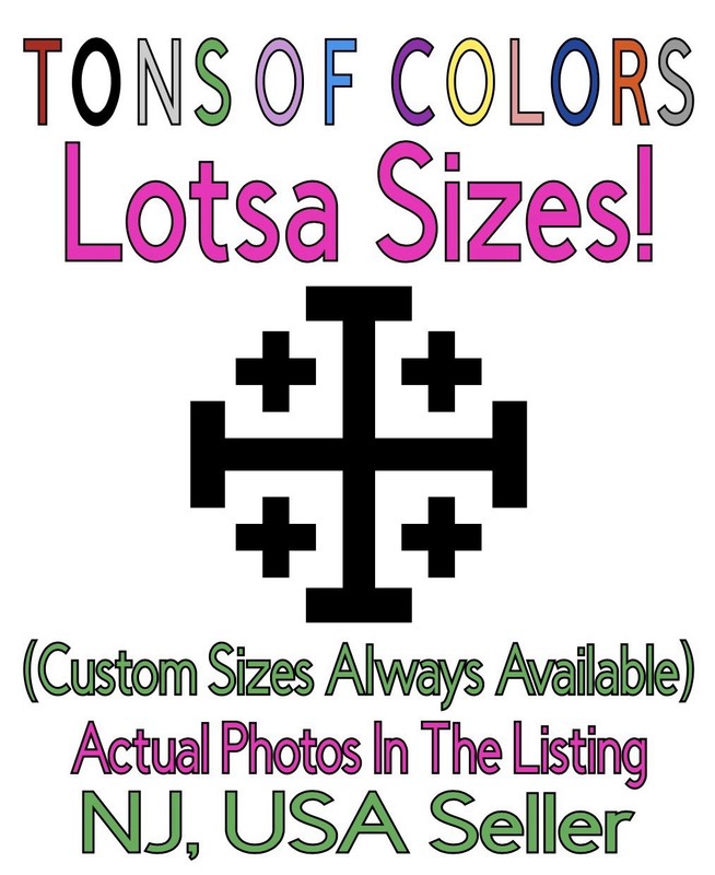 Jerusalem Cross Die Cut Vinyl Decal “Sticker” Many Sizes/50+ Colors Religious