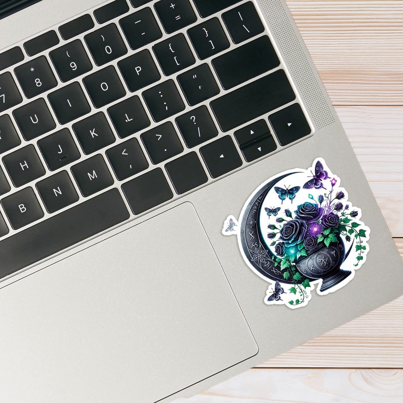 Black Roses Moon Moths - Vinyl Decal Sticker - Car Window Laptop - #132 gallery