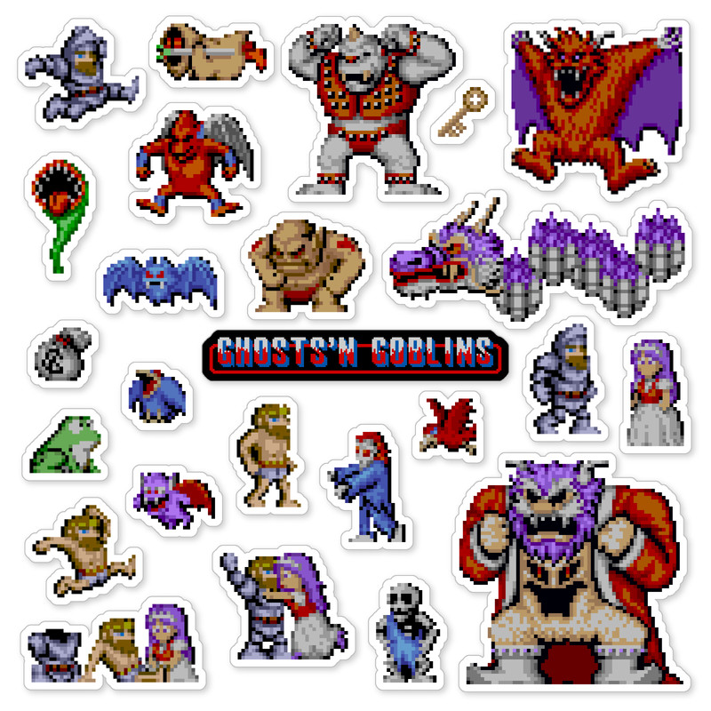 Ghosts N Goblins Stickers Arcade Pixel Art 25 Sticker Pack