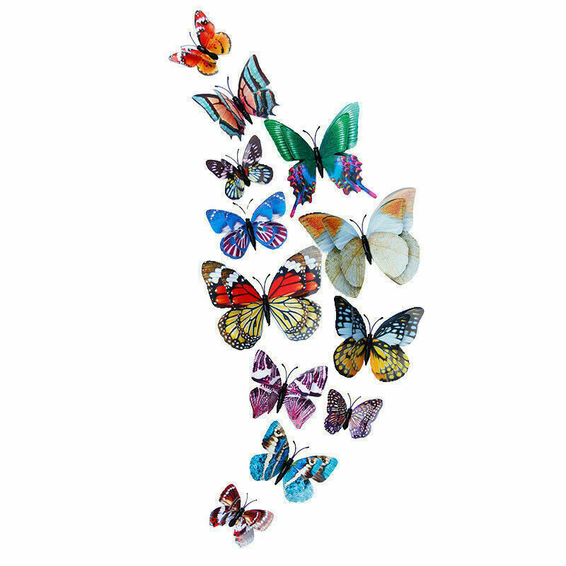 12x 3D Glow in Dark Butterfly Wall Ceiling Decals Decor Removable Mural Stickers