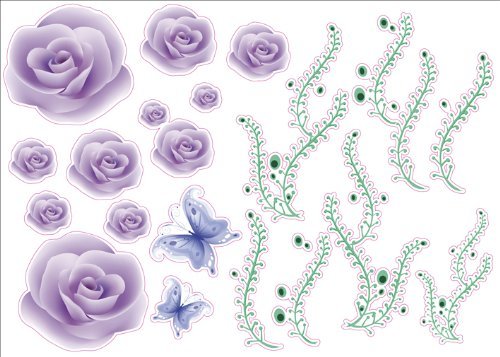 Purple Rose Artwork Kids Living Room Decor Wall Sticker Decal 15″W X 23″H