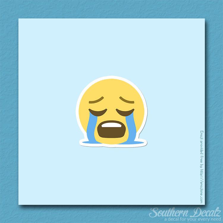 Crying Face Tears Emoji – Vinyl Decal Sticker – c112 – 3.75″ x 3.75″
