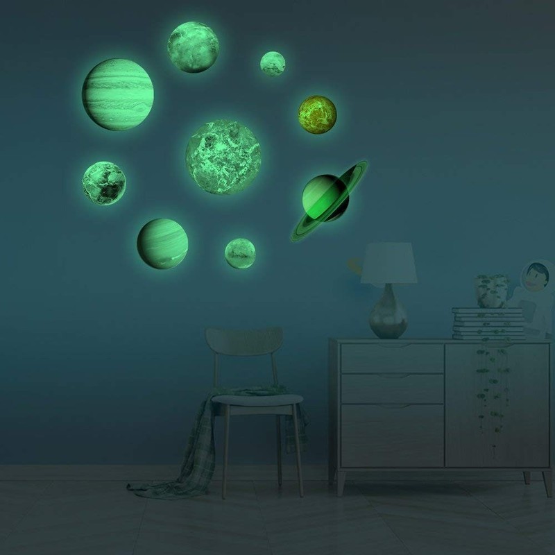 9pcs Removable Glow in The Dark Planet Wall Stickers Sun Earth and so on Glow... gallery