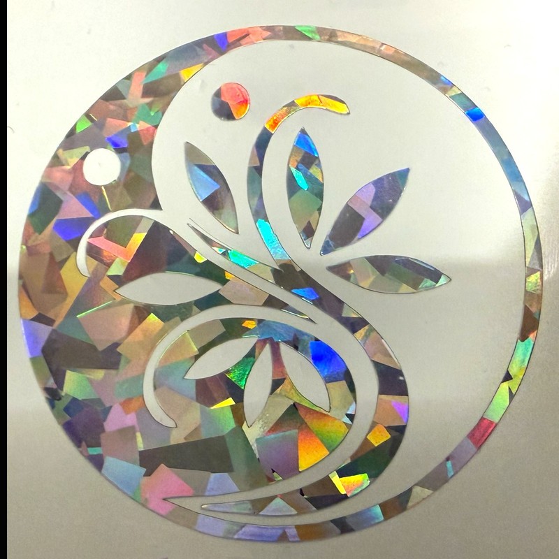 Holographic Yin Yang Lotus Sticker - Iridescent Vinyl Decal - Zen Spiritual Deco