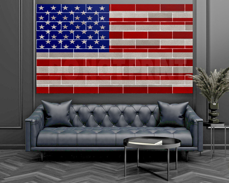American Flag Vintage Distressed Brick Wall Washable Vinyl Wall Decal Sticker gallery
