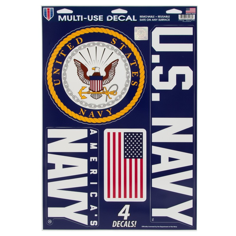 United States Navy Officially Licensed Multi-Use Reusable 4pc Decal Set