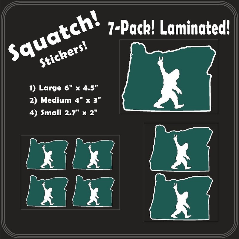 Sasquatch aka Bigfoot or Yeti 7-PACK - High Quality Laminated Stickers Oregon gallery