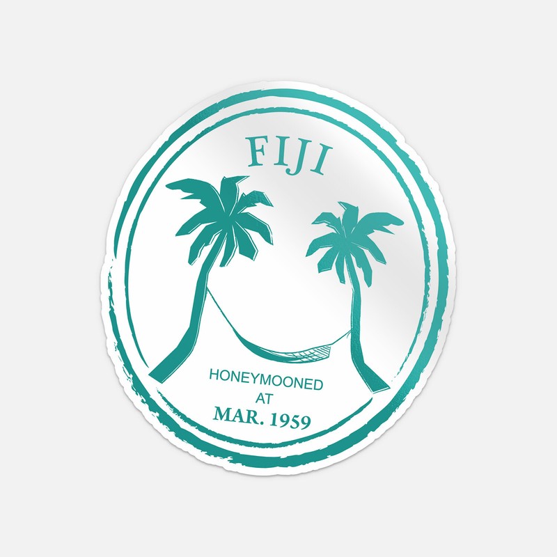 Travel Retro Adventure Palm Fiji Passport Stamp Vinyl Sticker Decal