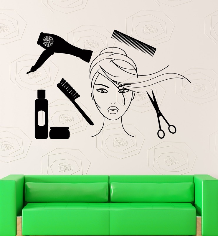 Wall Stickers Vinyl Decal For Hair Beauty Salon Barbershop Fashion Decor (z2197)