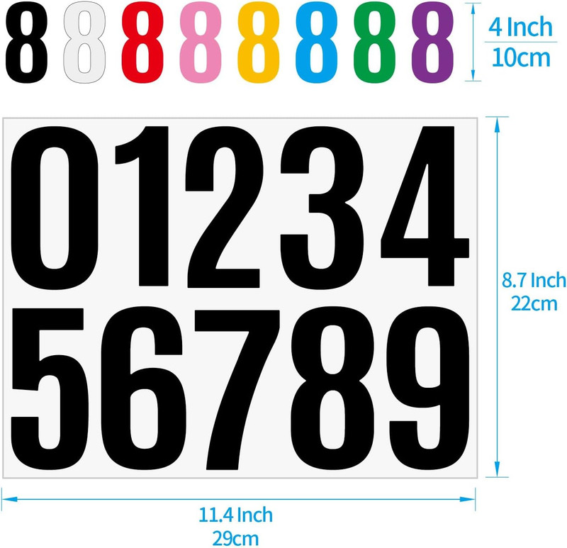 6 Sheets 3 Inch Number Stickers 0-9 Vinyl Self-Adhesive Large Numbers for DIY...
