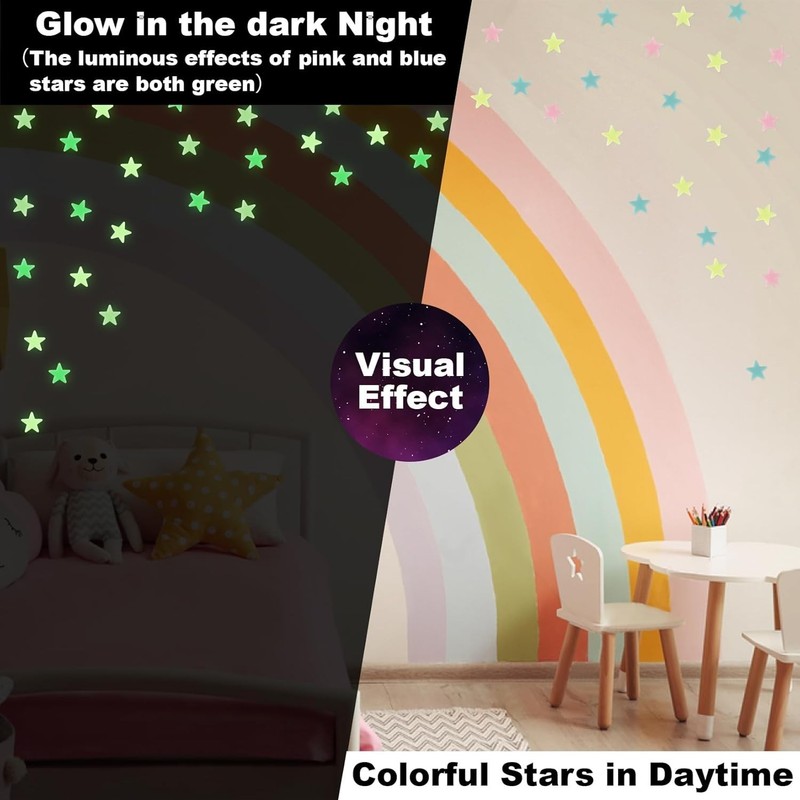MAQIHAN 200 Glow in The Dark Stars for Ceiling - Glowing and Mix Color gallery