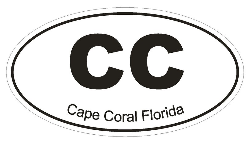 Cape Coral Florida Oval Bumper Sticker or Helmet Sticker D1291 Euro Oval