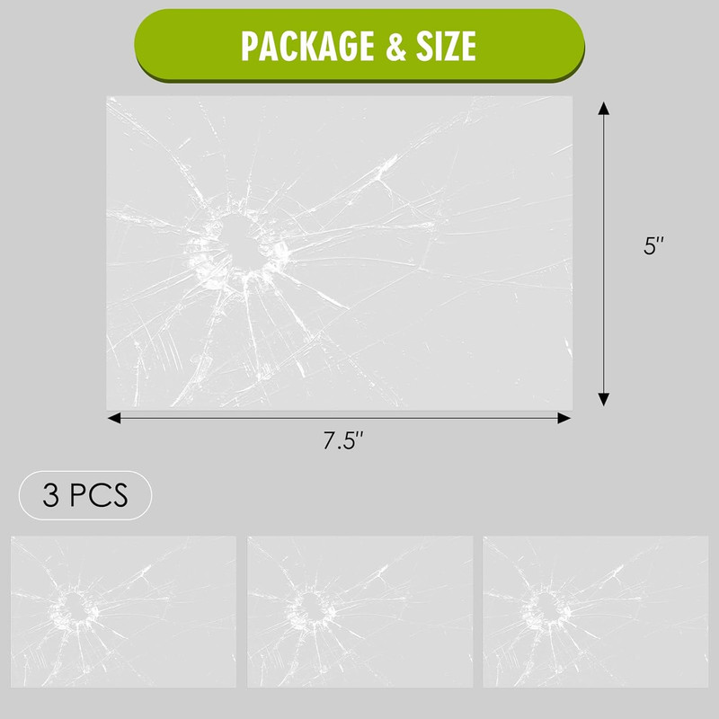 7.5" Broken Glass Decal - 3 Pack Waterproof Reusable Broken Screen Prank Sticker gallery