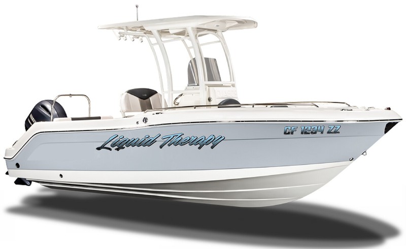 Boat Name Decal 3x18" / Custom Hull Graphic / Premium Marine Vinyl Lettering GRB gallery