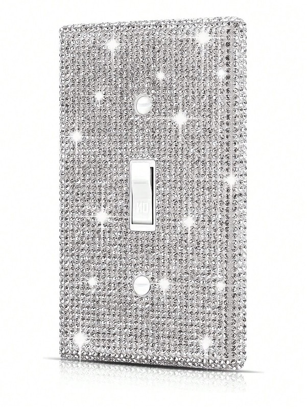 Silver Rhinestone Single Hole Light Switch Cover Plate 1 Piece