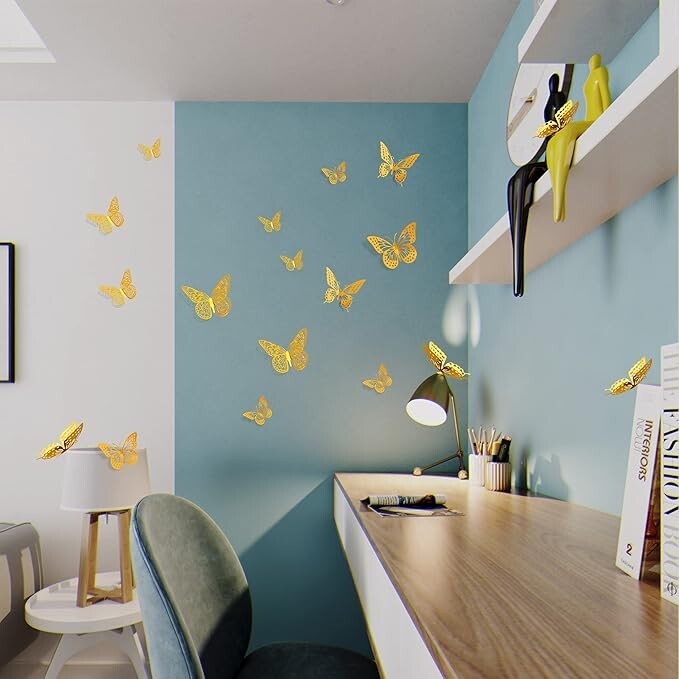 Decoración de pared con mariposas en 3D, 48 piezas, 4 estilos, 3 tamaños. neuvo. gallery