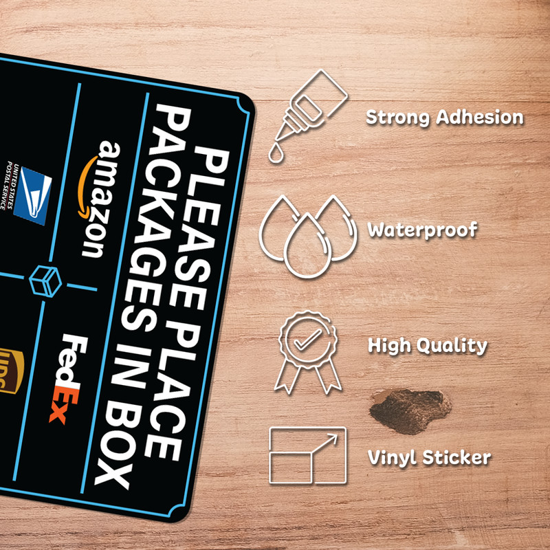 Please Place Packages in Box Sticker Sign - UV Resistant for Amazon UPS FedEx gallery