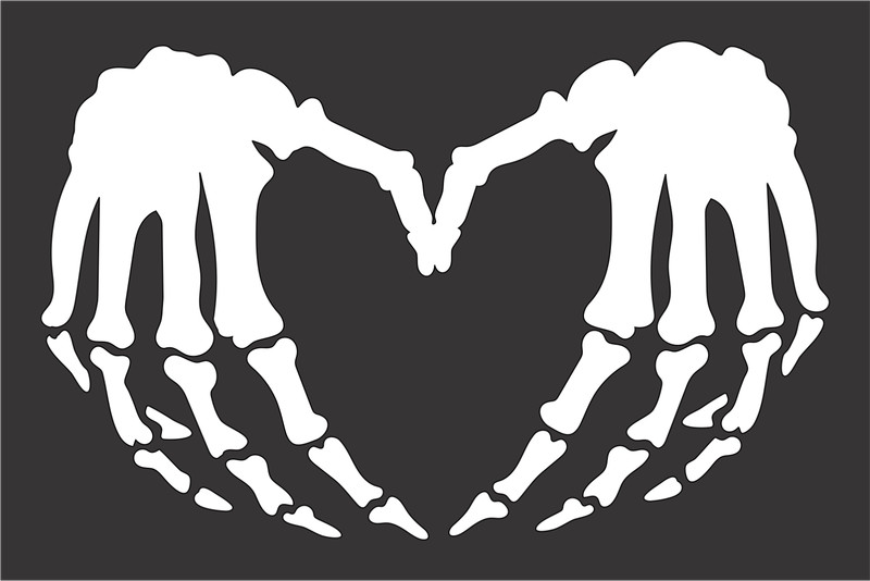 I Heart You Skeleton Hand Vinyl Art Decal Sticker Car SUV Truck Window Tablet