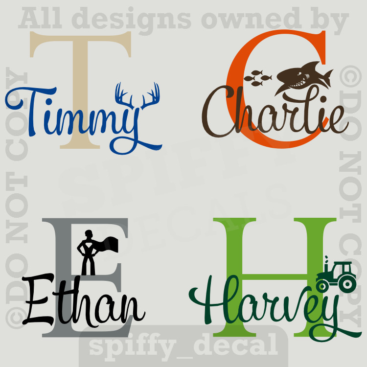 MONOGRAM WITH GRAPHIC Personalized Name Vinyl Wall Decal Sticker Boys Nursery gallery