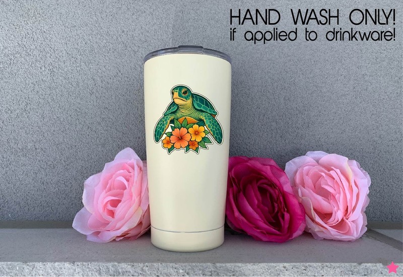 Sea Turtle & Hibiscus Decal Sticker Ocean Wildlife Life Beach Tropical Hawaii gallery