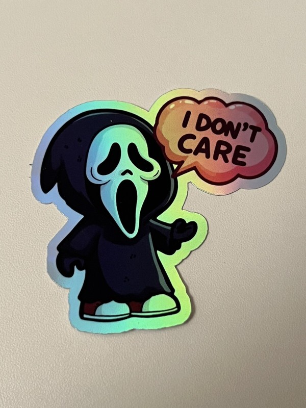 Ghostface I Don’t Care Holographic Vinyl 3 Inch Sticker gallery