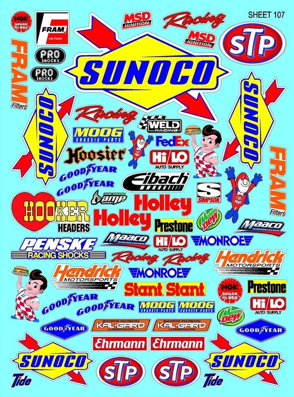 White Vinyl Sticker Sheet 107 sunocof1-R/c Model Decal fits 1/24-1/16 Scale CUT