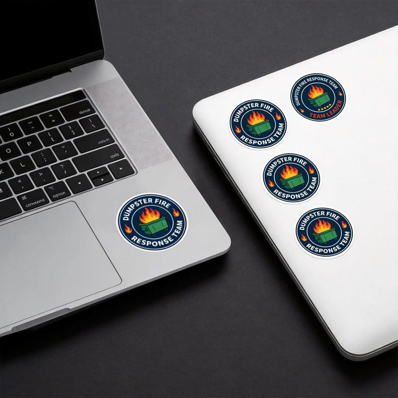 24-Pack Waterproof Dumpster Fire Response Team Vinyl Stickers for Various Uses gallery