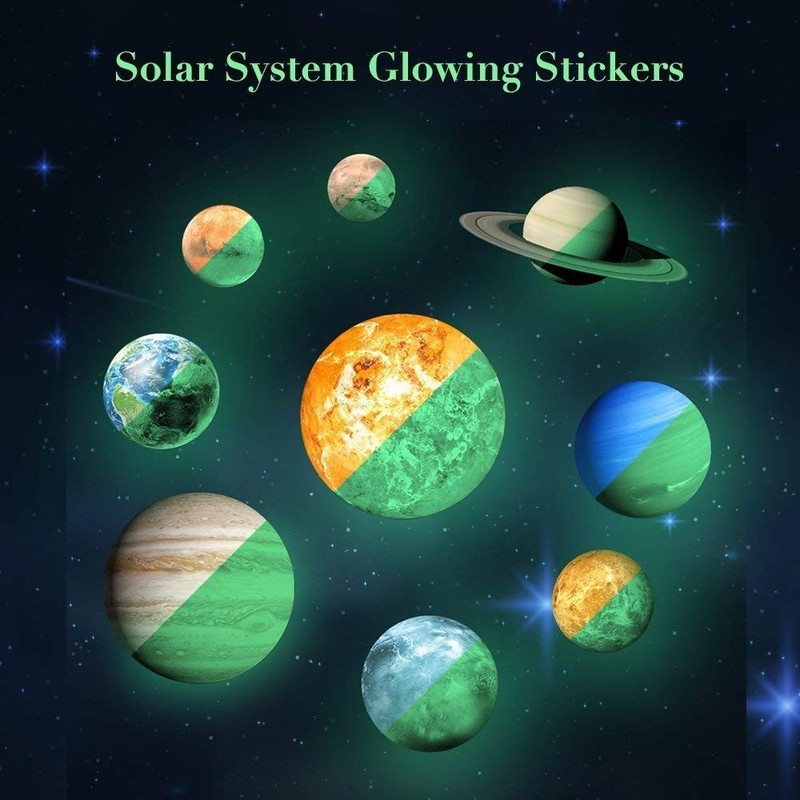9pcs Removable Glow in The Dark Planet Wall Stickers Sun Earth and so on Glow... gallery