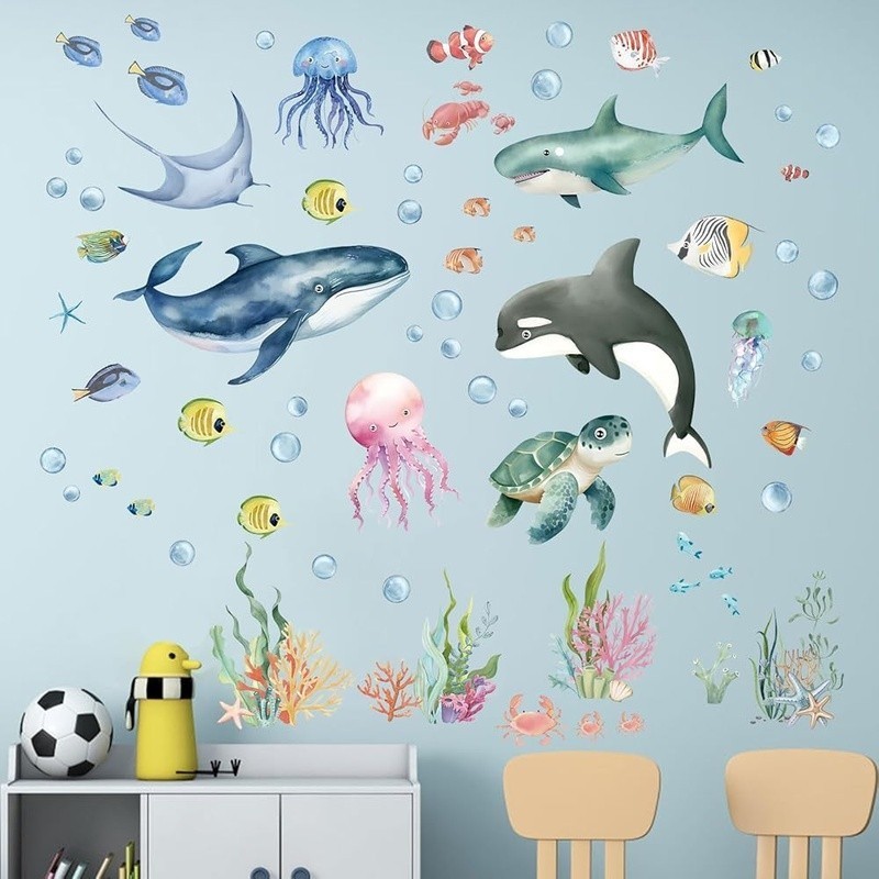 Ocean Wall Stickers Under the Sea Removable Waterproof Decals Home Decor New