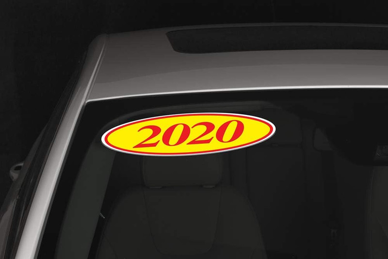 Ez-Line Large Oval Year Stickers for Car Windshields in Red and Yellow gallery